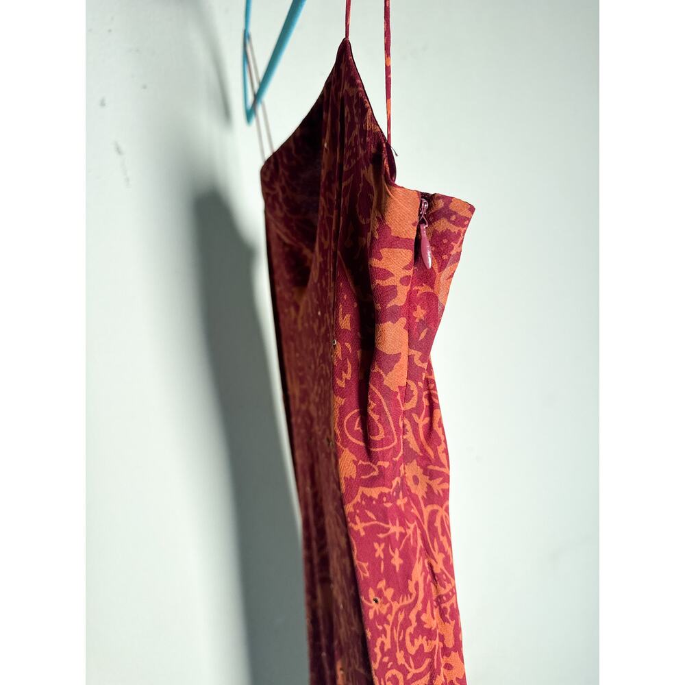 Laundry by Shelli Segal 100% Silk Paisley Rhinestone Maxi Dress Size 10 - Picture 4 of 17